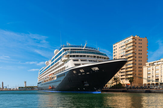 Cruise ship at the Algiers quay in the port of Sète, in Herault, in Occitanie, France