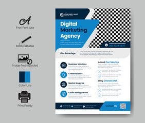 Creative digital marketing agency Flyer Design Template with Custom Shapes
