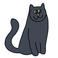 Cute Halloween black cat cartoon illustration 