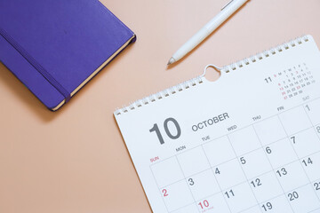 10月のカレンダー　ビジネスイメージ
