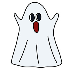Cute Halloween blanket ghost cartoon illustration 