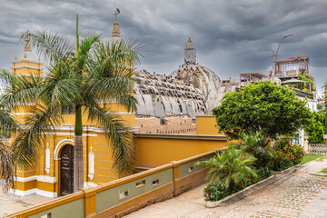 A mid-eighteenth century church by the sea in Lima, Peru, damaged by the 1974 earthquake (Iglesia...