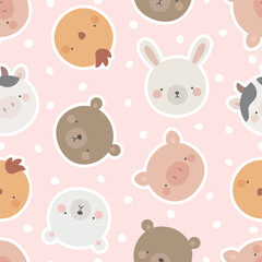 Seamless farm animals pattern