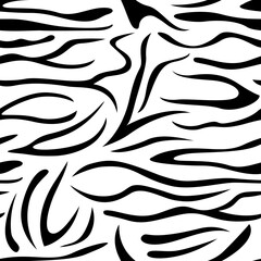 Zebra abstract seamless pattern. Animal skin vector background. Black and white texture