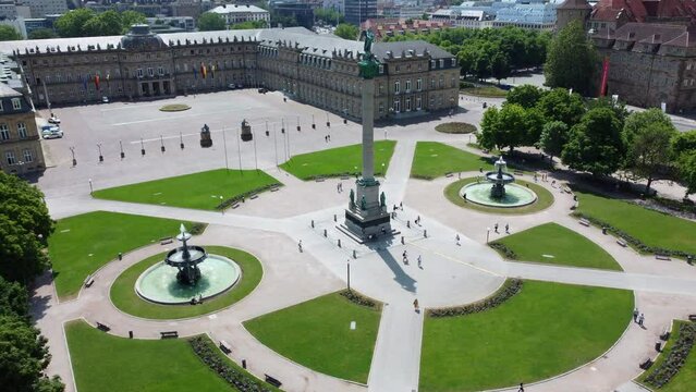 Aerial view of Schlossplatz in Stuttgart Germany
