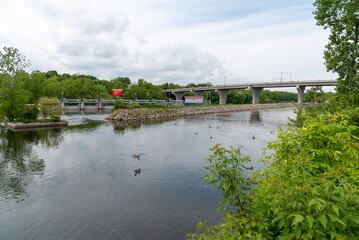 Fototapeta premium Dam On Fox River at Lock Number Four, Appleton, Wisconsin