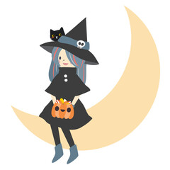 halloween witch with pumpkin