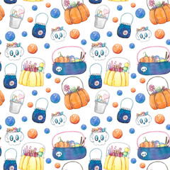 Halloween seamless pattern background with candy.