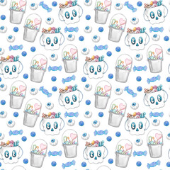 Halloween seamless pattern background with candy.