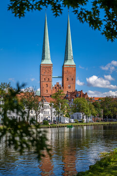 Lübeck, Germany - August 31, 2022: Lübeck Cathedral (German: Dom zu Lübeck, or colloquially Lübecker Dom).