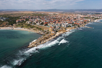 Aerial view to a sea resort village Ravda, Bulgaria