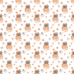 Halloween seamless pattern with cats.