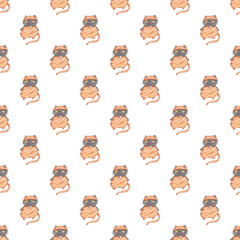 Halloween seamless pattern with cats.