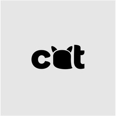 Cat logo with writing and black vector icon