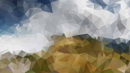 vector abstract irregular polygon background - triangle low poly pattern - sky blue and brown beige khaki earth color