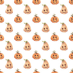 Halloween seamless pattern with pumpkins.