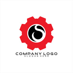 Abstract letter S design logo vector with gears.