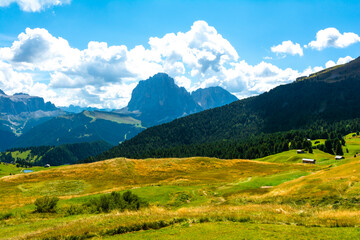 Obraz premium Dolomites Italy - August 29 2022: Dolomites - mountain range in the north-eastern part of Italy, part of the Southern Limestone Alps in the Eastern Alps.