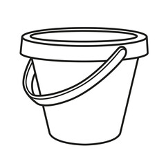 Children's toy bucket for playing in the sandbox outlined on white background