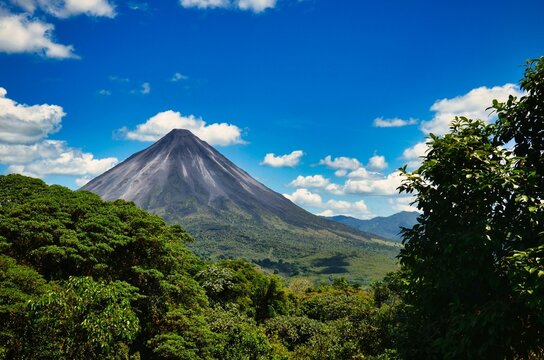 Landscape picture from Volcano Arenal next to the rainforest, Costa Rica. Travel in Central America. San Jose . High quality photo