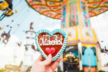 Gingerbread on the background of the carousel. Fair. Oktoberfest © svetakhovrina