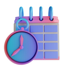 3D illustration colorful schedule clock and calendar