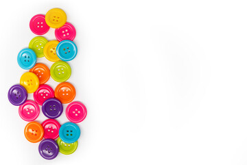 Colorful buttons on a white background, template, copy space