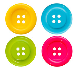 Assortment of colorful buttons on a white background - 529676314