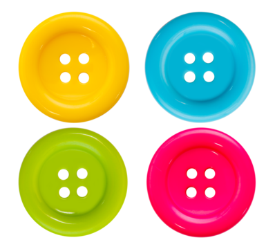 Assortment of colorful buttons on a white background