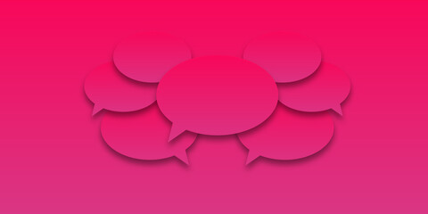 Circles pink purple lilac speech bubbles with shadow on isolated background.  illustration. The concept of communication between people in society.