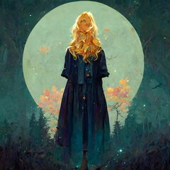 Gothic Witch in a Forest