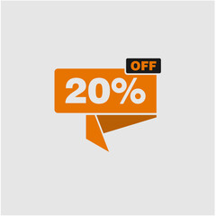 orange and black 20% off icon with modern design