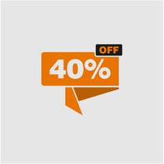 orange and black 40% off icon with modern design