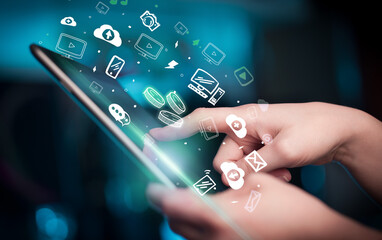 Close-up of a touchscreen with hand drawn icons