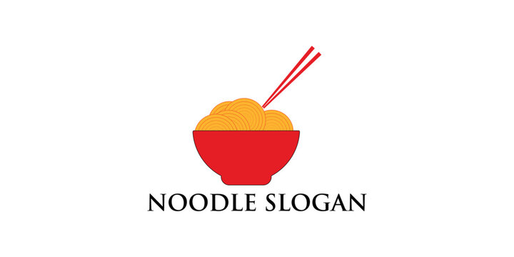 Noodle logo icon design with creative concept premium vector image