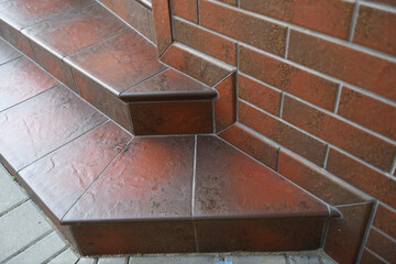 The ceramic tile staircase steps