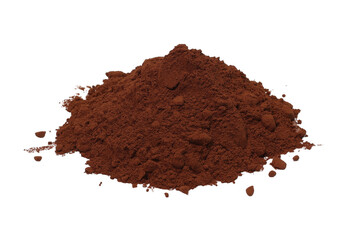 Pile of Cocoa powder isolated clipping path on white background.