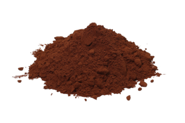 Pile of Cocoa powder isolated clipping path on white background.