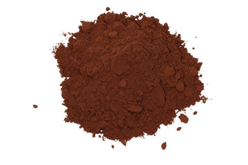 Pile of Cocoa powder isolated clipping path on white background.
