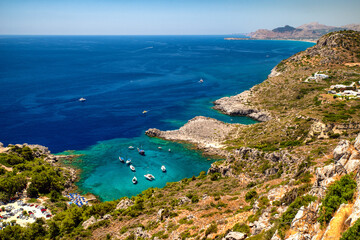 Fototapeta na wymiar Coast of the island of Rhodes in Greece
