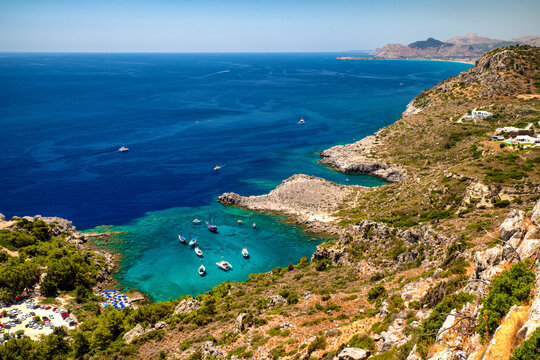 Coast of the island of Rhodes in Greece