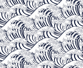 Cotton fabric Wave Japanese Repeating Engraved Background