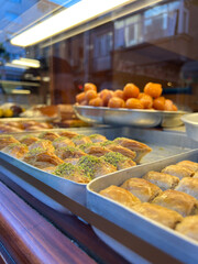 Turkish food baklava and pistachios