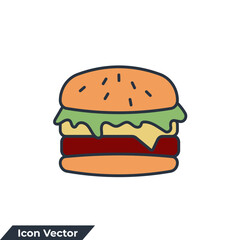 burger icon logo vector illustration. hamburger symbol template for graphic and web design collection
