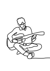 Fototapeta na wymiar One continuous line drawing, people playing guitar
