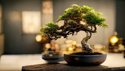 Fotobehang Bonsai Tree, studio decoration, 3d render © Nordiah