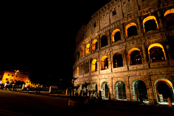 Fototapeta na wymiar roman colosseum at night ancient building architecture history and art ancient stone