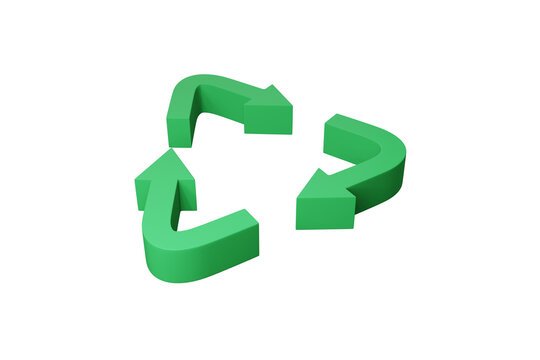 3D Rendering: Recycle Sign with Green Color 