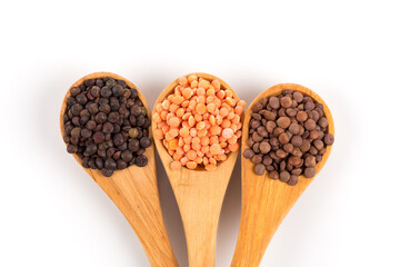 lentils in spoon isolated