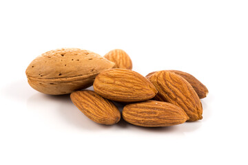 Almonds on a white background